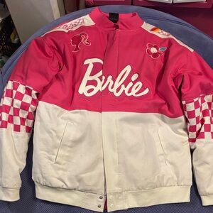 Barbie Pink and White Hot topic Bomber Jacket